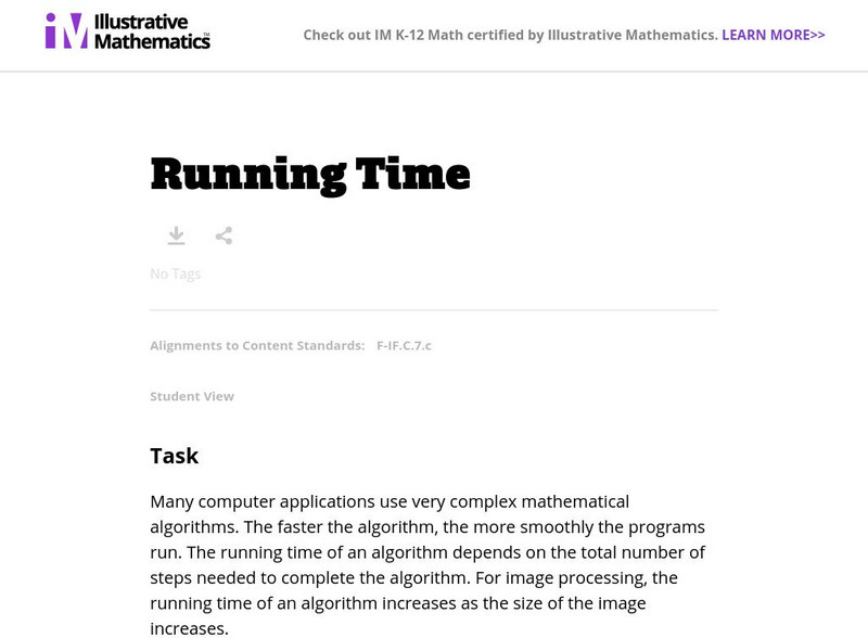 Illustrative Mathematics: F if Running Time Lesson Plan Illustrative Mathematics: F if Running Time Lesson Plan