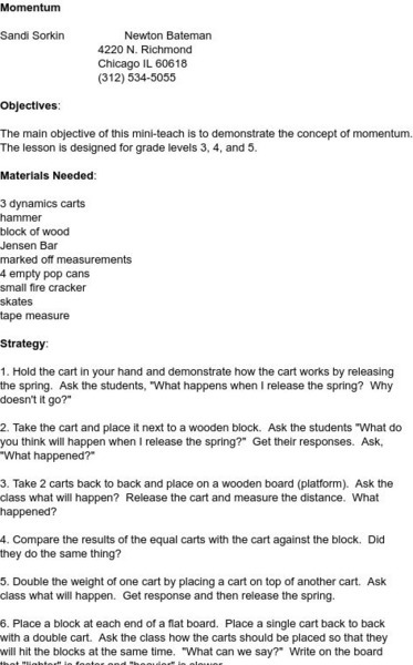 Smile: Momentum Lesson Plan Smile: Momentum Lesson Plan