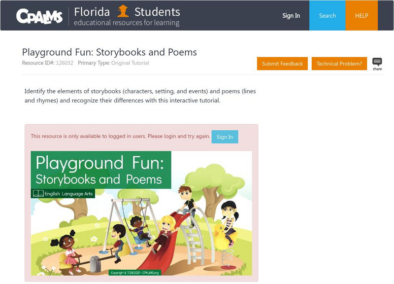 Florida State University Cpalms: Florida Students: Playground Fun: Storybooks and Poems Unit Plan Florida State University Cpalms: Florida Students: Playground Fun: Storybooks and Poems Unit Plan