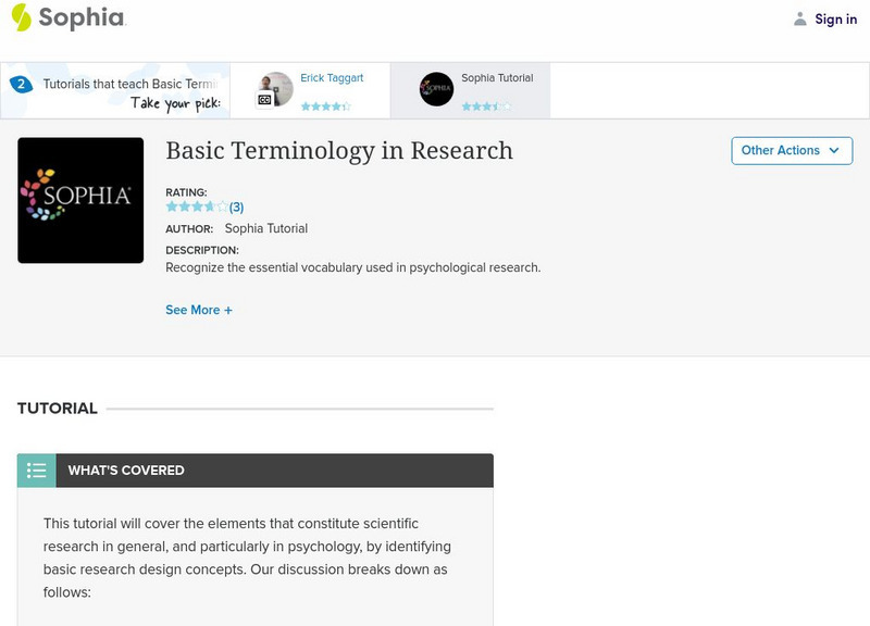 Sophia: Research Methods: Basic Terminology in Research Instructional Video Sophia: Research Methods: Basic Terminology in Research Instructional Video