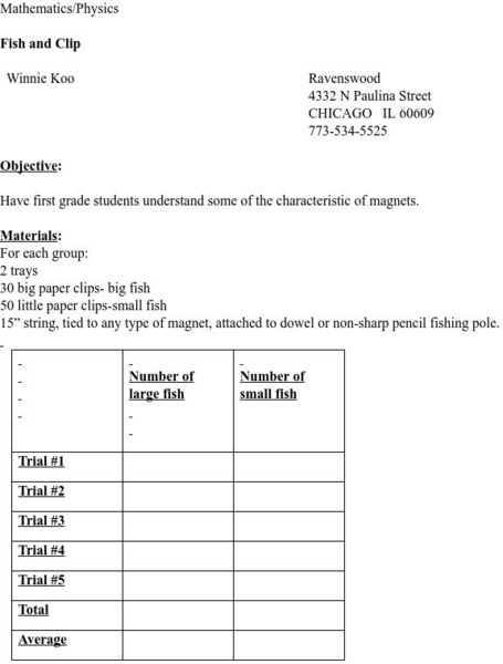 Smile: Fish and Clip Lesson Plan Smile: Fish and Clip Lesson Plan