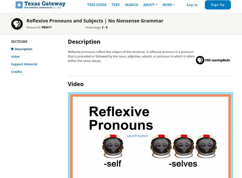 Texas Gateway: Reflexive Pronouns and Subjects: No Nonsense Grammar Instructional Video Texas Gateway: Reflexive Pronouns and Subjects: No Nonsense Grammar Instructional Video