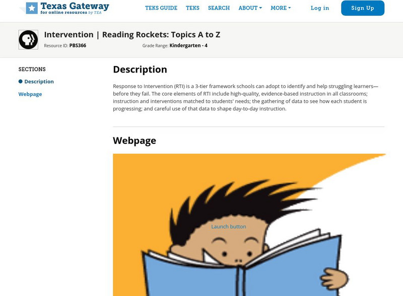 Texas Gateway: Intervention: Reading Rockets: Topics a to Z Website Texas Gateway: Intervention: Reading Rockets: Topics a to Z Website