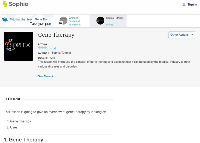 Sophia: Gene Therapy Unit Plan Sophia: Gene Therapy Unit Plan