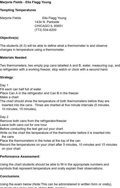 Smile: Tempting Temperatures Lesson Plan Smile: Tempting Temperatures Lesson Plan