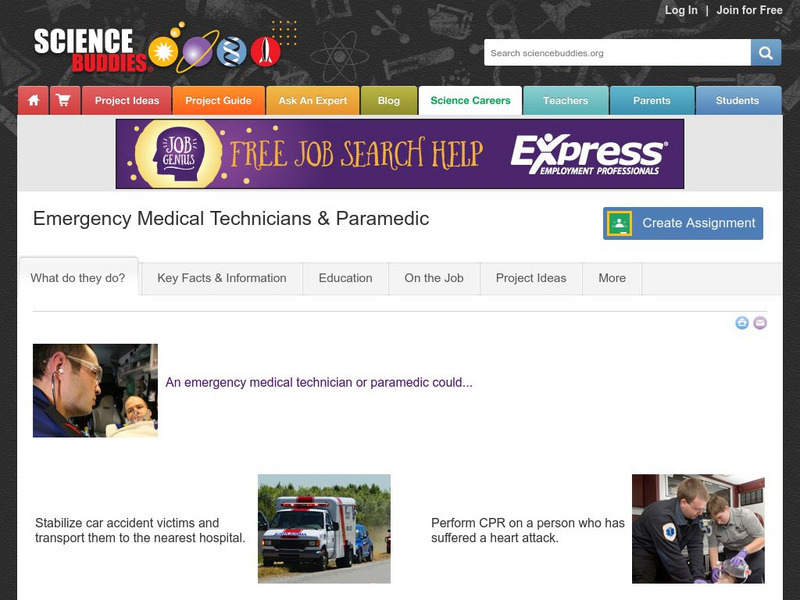 Science Buddies: Career Profile: Emergency Medical Technicians and Paramedic Website Science Buddies: Career Profile: Emergency Medical Technicians and Paramedic Website