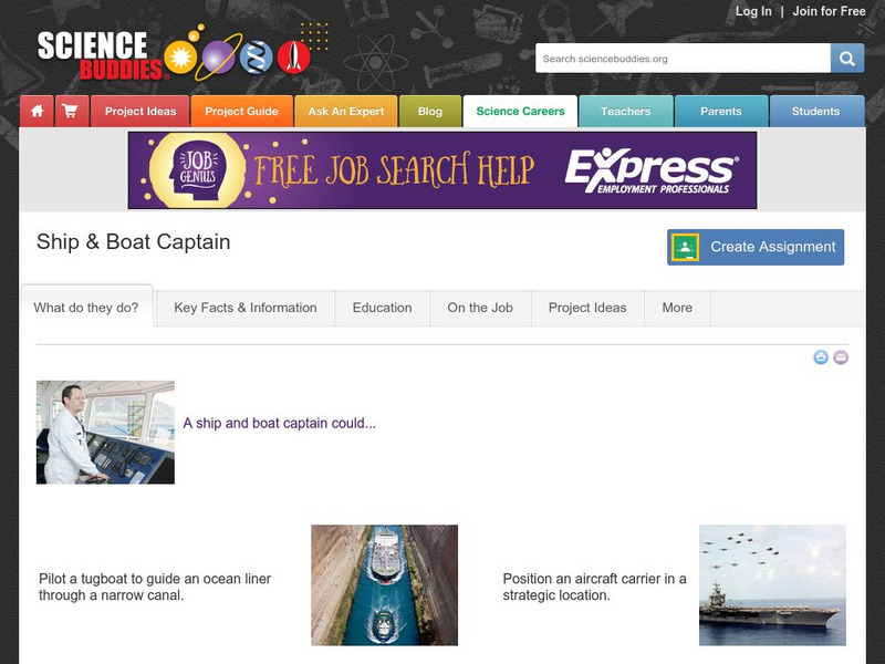 Science Buddies: Career Profile: Ship and Boat Captain Website Science Buddies: Career Profile: Ship and Boat Captain Website