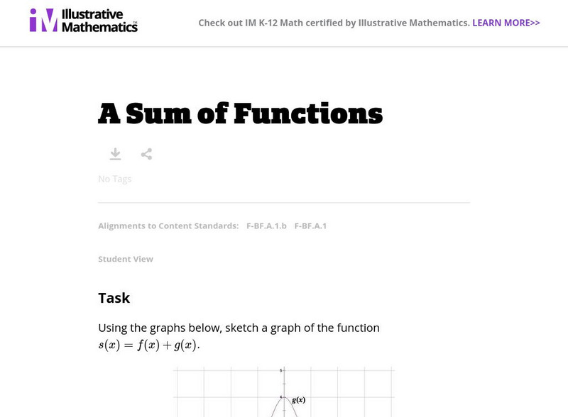 Illustrative Mathematics: F Bf a Sum of Functions Lesson Plan for 9th ...