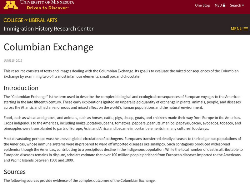 University of Minnasota: Columbian Exchange Unit Plan