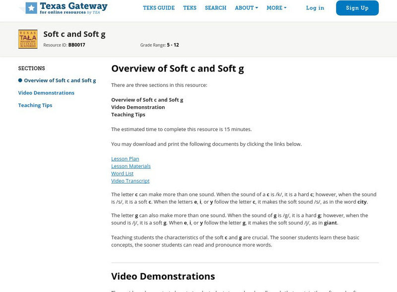 Texas Gateway: Overview of Soft C and Soft G Professional Doc Texas Gateway: Overview of Soft C and Soft G Professional Doc