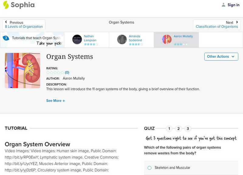 Sophia: Organ Systems Instructional Video