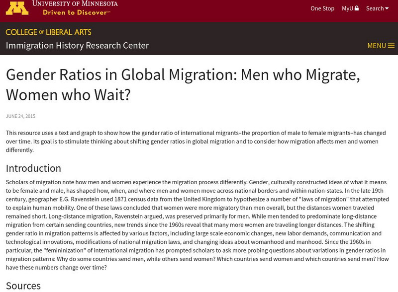 U Mn: Gender Ratios in Global Migration: Men Who Migrate, Women Who Wait? Unit Plan U Mn: Gender Ratios in Global Migration: Men Who Migrate, Women Who Wait? Unit Plan