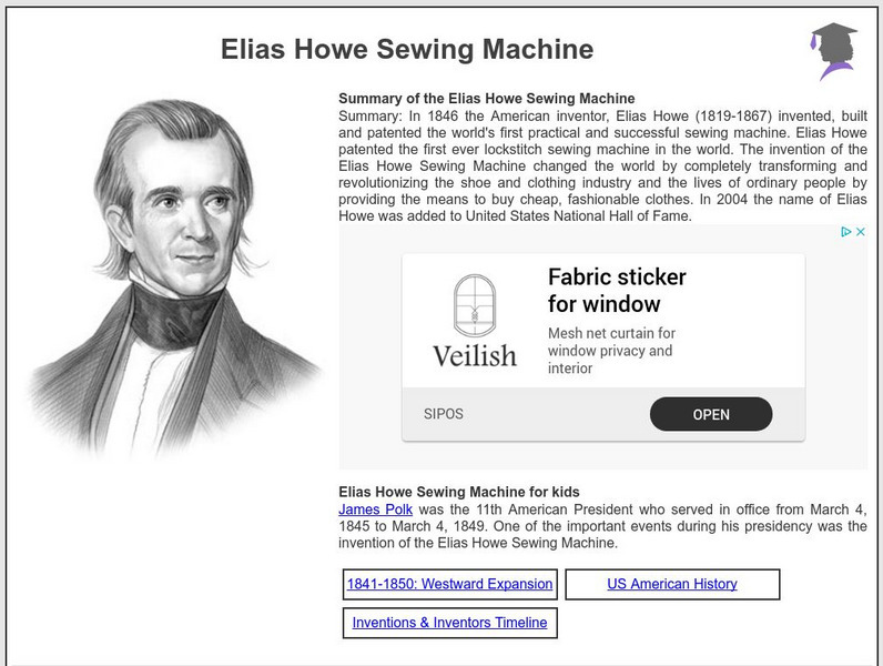 Siteseen: American Historama: Elias Howe Sewing Machine Article Siteseen: American Historama: Elias Howe Sewing Machine Article