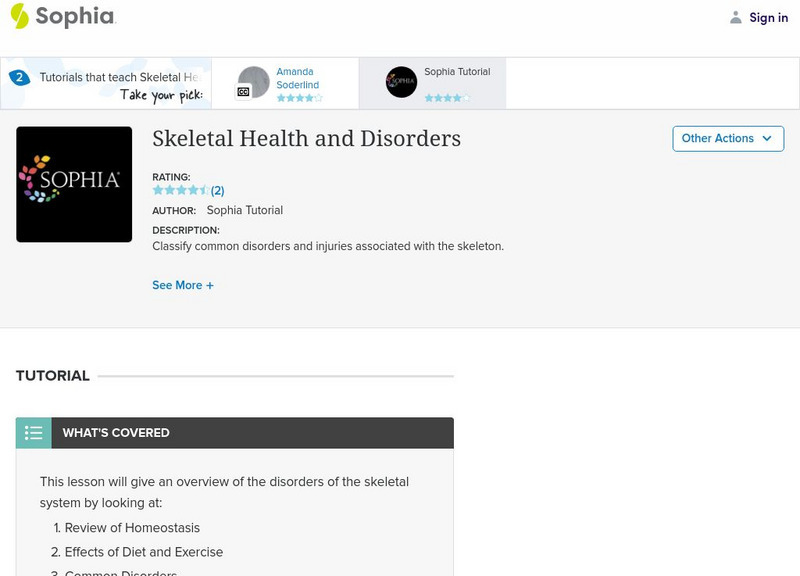 Sophia: Skeletal Health and Disorders Handout Sophia: Skeletal Health and Disorders Handout