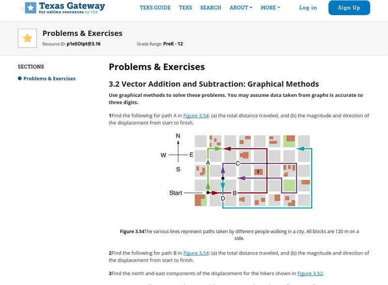 Texas Gateway: Kinematics in Two Dimensions: Problems & Exercises Unknown Type Texas Gateway: Kinematics in Two Dimensions: Problems & Exercises Unknown Type