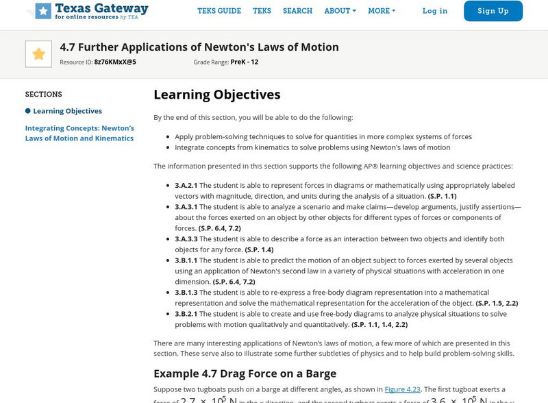 Texas Gateway: 4.7 Further Applications of Newton's Laws of Motion Unit Plan Texas Gateway: 4.7 Further Applications of Newton's Laws of Motion Unit Plan