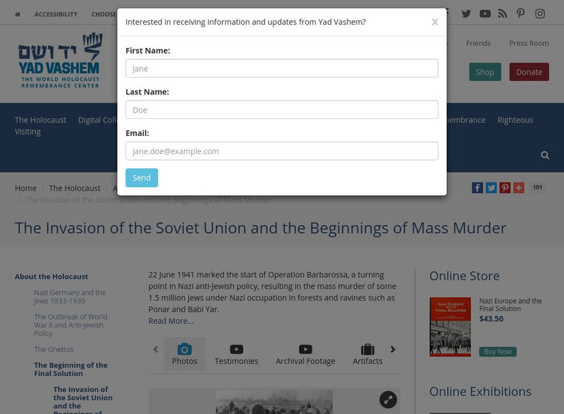 Yad Vashem: The Invasion of the Soviet Union and the Beginnings of Mass Murder Website