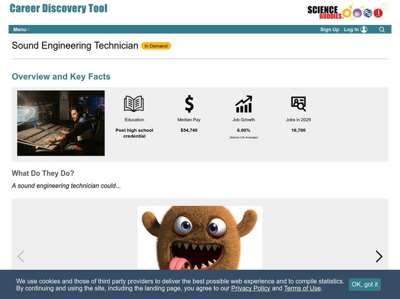 Science Buddies: Career Profile: Sound Engineering Technician Handout Science Buddies: Career Profile: Sound Engineering Technician Handout