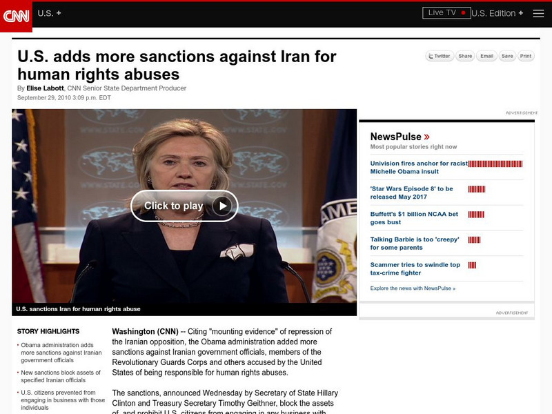 Cnn: u.s. Adds More Sanctions Against Iran for Human Rights Abuses Article Cnn: u.s. Adds More Sanctions Against Iran for Human Rights Abuses Article