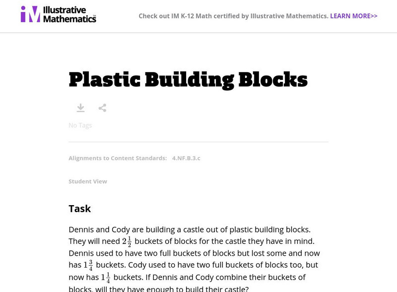 Illustrative Mathematics: 4.nf Plastic Building Blocks Unknown Type