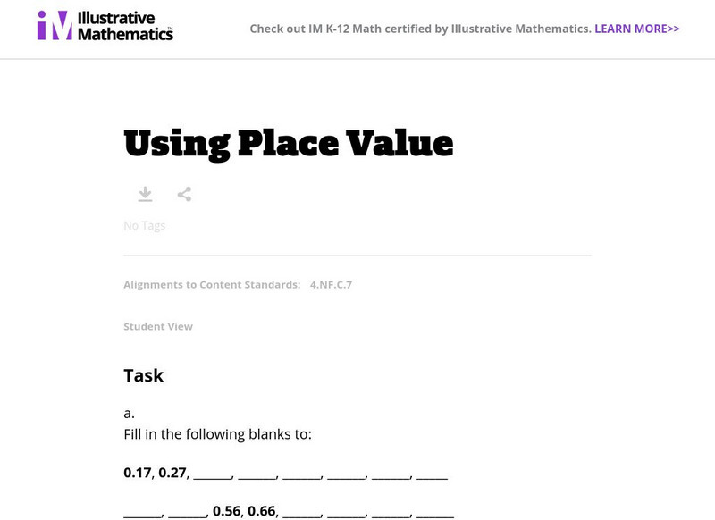 Illustrative Mathematics: 4.nf Using Place Value Unknown Type Illustrative Mathematics: 4.nf Using Place Value Unknown Type