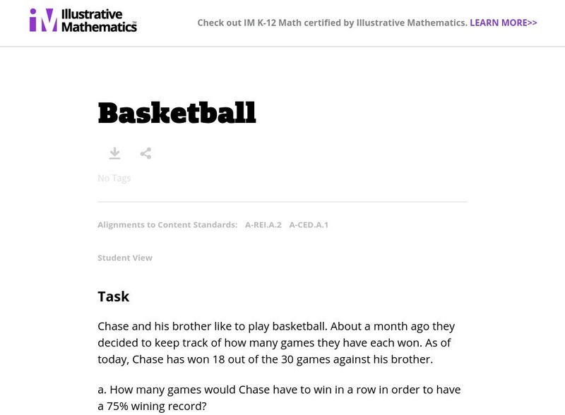 Illustrative Mathematics: A Ced, a Rei Basketball Lesson Plan Illustrative Mathematics: A Ced, a Rei Basketball Lesson Plan