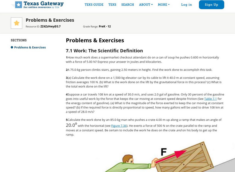 Texas Gateway: Work, Energy, and Energy Resources: Problems & Exercises Unknown Type Texas Gateway: Work, Energy, and Energy Resources: Problems & Exercises Unknown Type