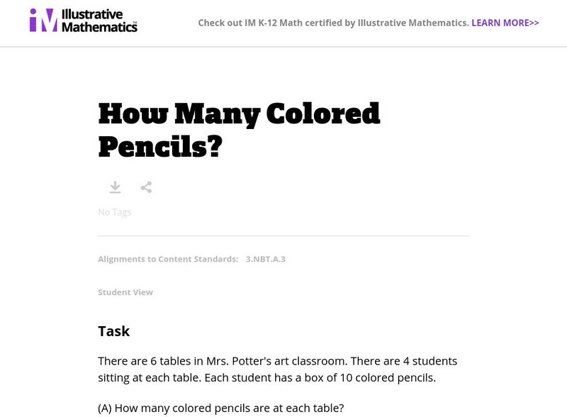 Illustrative Mathematics: 3.nbt How Many Colored Pencils? Unknown Type Illustrative Mathematics: 3.nbt How Many Colored Pencils? Unknown Type