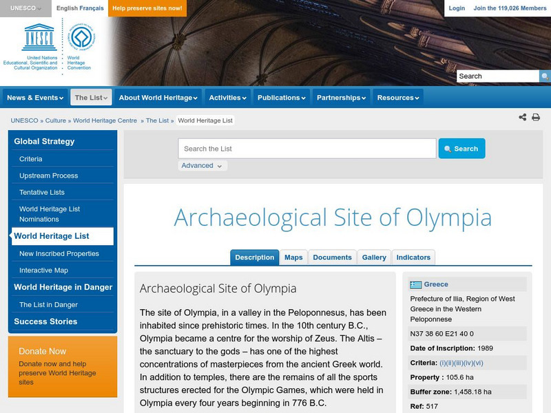 Unesco: Archaeological Site of Olympia Handout Unesco: Archaeological Site of Olympia Handout