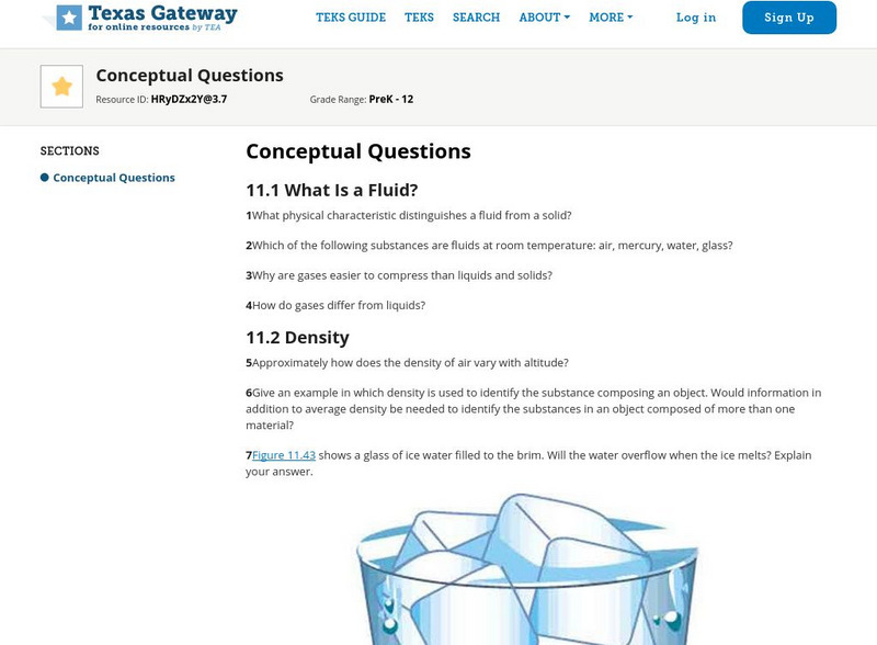 Texas Gateway: Ap Physics: Fluid Statics: Conceptual Questions Unknown Type Texas Gateway: Ap Physics: Fluid Statics: Conceptual Questions Unknown Type