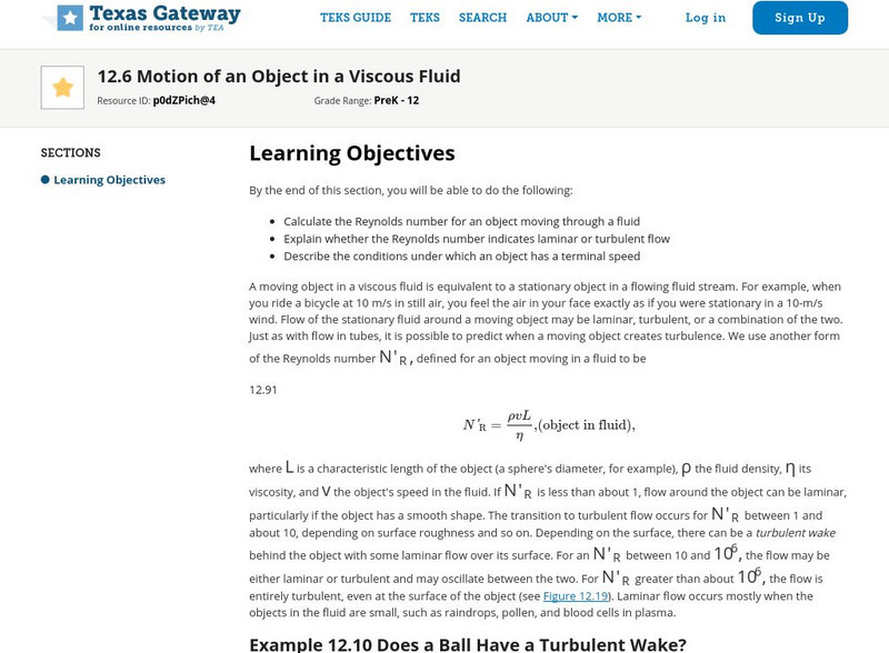 Texas Gateway: Motion of an Object in a Viscous Fluid Unit Plan