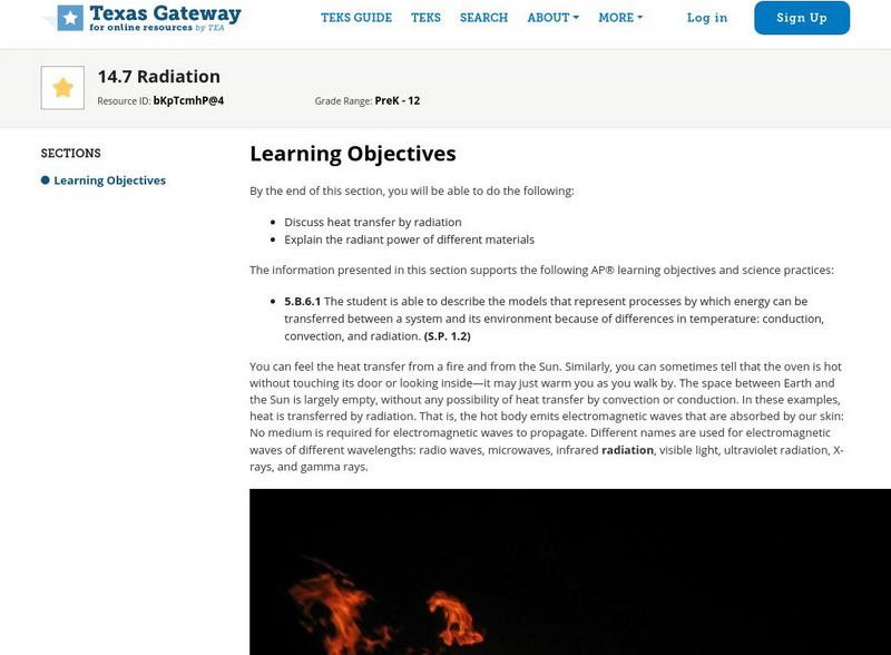 Texas Gateway: Heat and Heat Transfer Methods: Radiation Unit Plan Texas Gateway: Heat and Heat Transfer Methods: Radiation Unit Plan