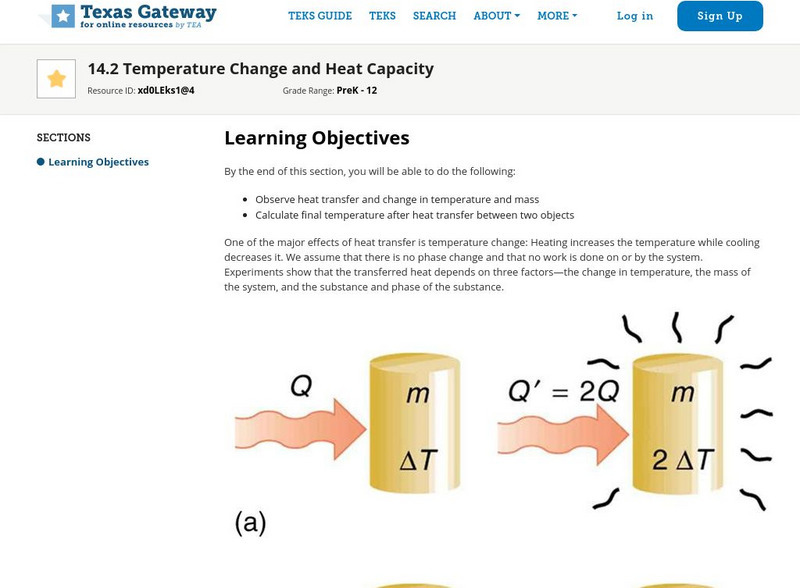 Texas Gateway: Temperature Change and Heat Capacity Unit Plan Texas Gateway: Temperature Change and Heat Capacity Unit Plan