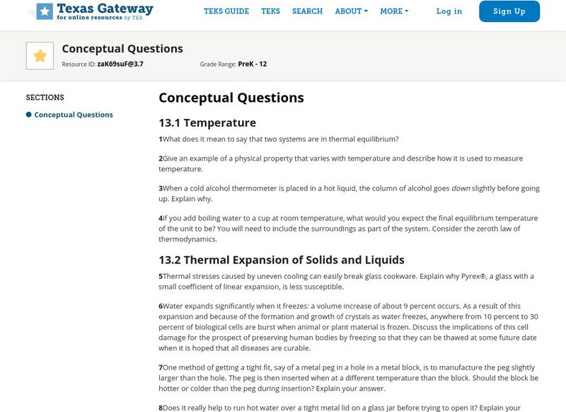 Texas Gateway: Temperature, Kinetic Theory, & the Gas Laws: Conceptual Questions Unknown Type Texas Gateway: Temperature, Kinetic Theory, & the Gas Laws: Conceptual Questions Unknown Type
