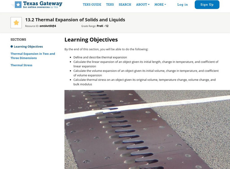 Texas Gateway: Thermal Expansion of Solids and Liquids Unit Plan Texas Gateway: Thermal Expansion of Solids and Liquids Unit Plan