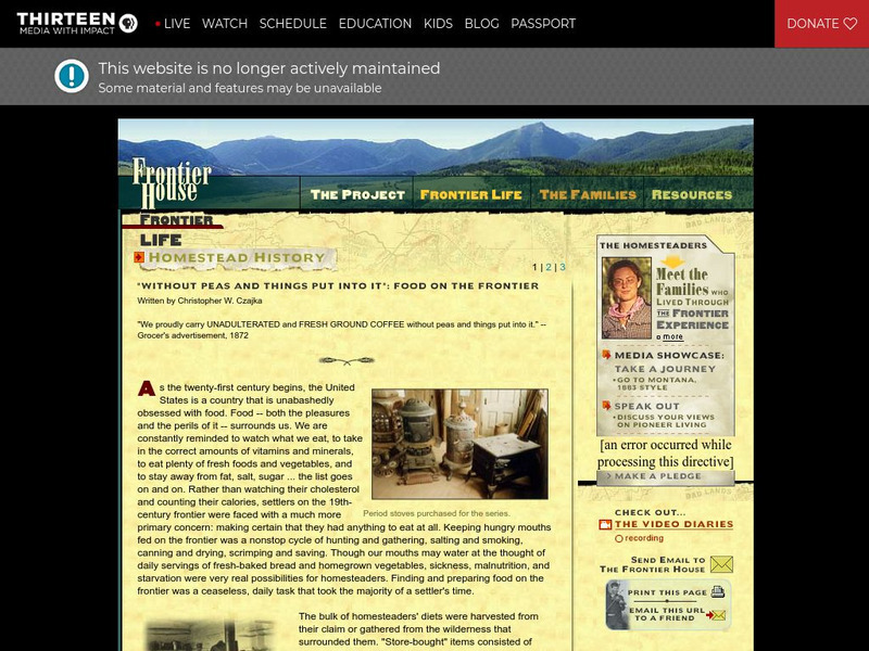 Wnet: Thirteen: Frontier Life: Food on the Frontier Website Wnet: Thirteen: Frontier Life: Food on the Frontier Website