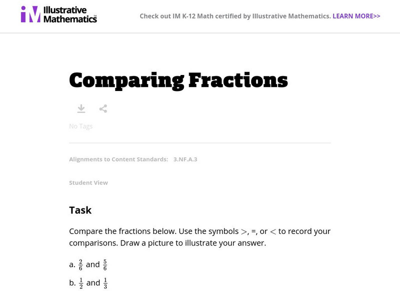 Illustrative Mathematics: 3.nf Comparing Fractions Unknown Type Illustrative Mathematics: 3.nf Comparing Fractions Unknown Type