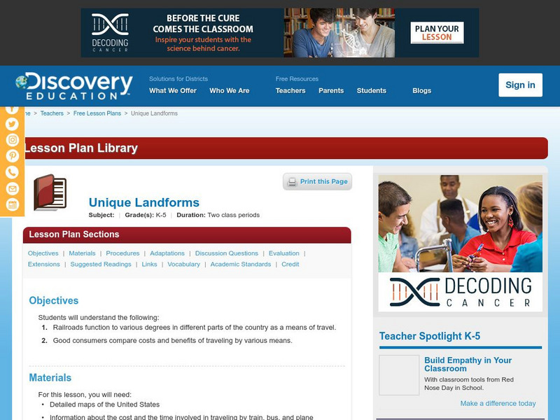Discovery Education: Unique Landforms Lesson Plan Discovery Education: Unique Landforms Lesson Plan
