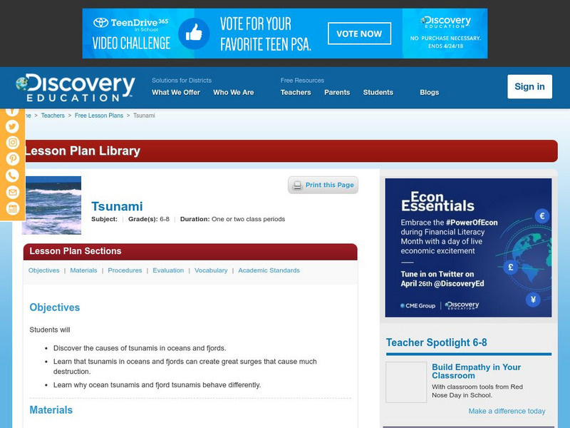 Discovery Education: Tsunami Lesson Plan Discovery Education: Tsunami Lesson Plan