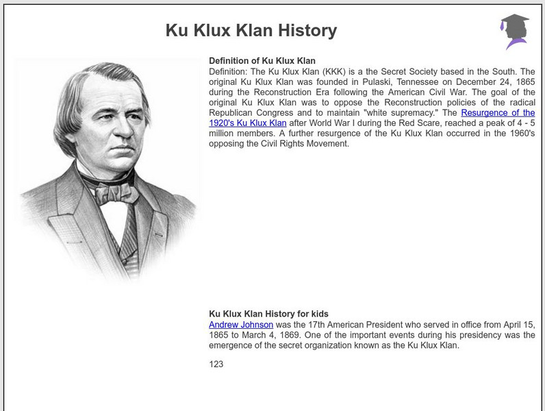 Siteseen: American Historama: Ku Klux Klan History Article