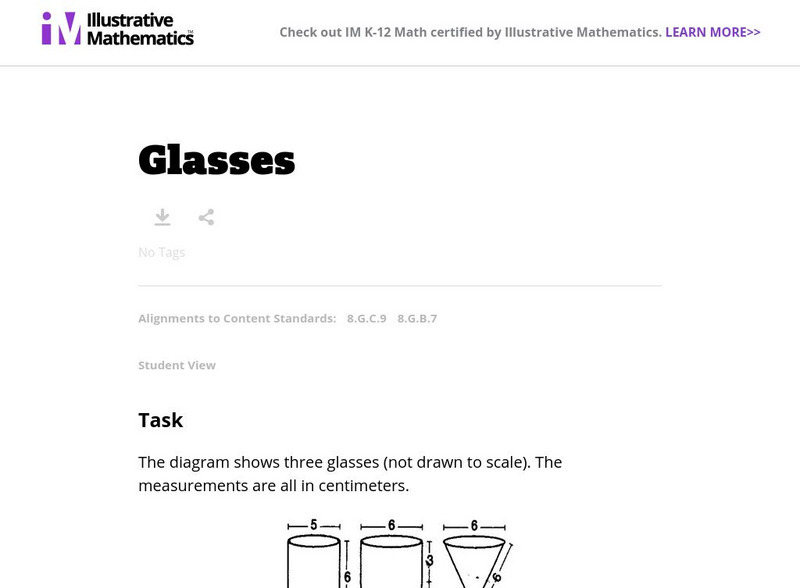 Illustrative Mathematics: 8.g Glasses Lesson Plan Illustrative Mathematics: 8.g Glasses Lesson Plan