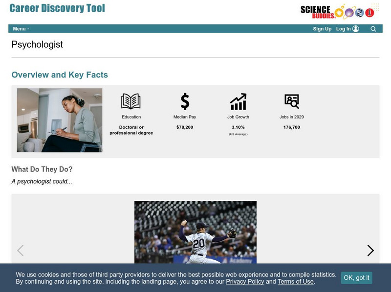 Science Buddies: Career Profile: Psychologist Website