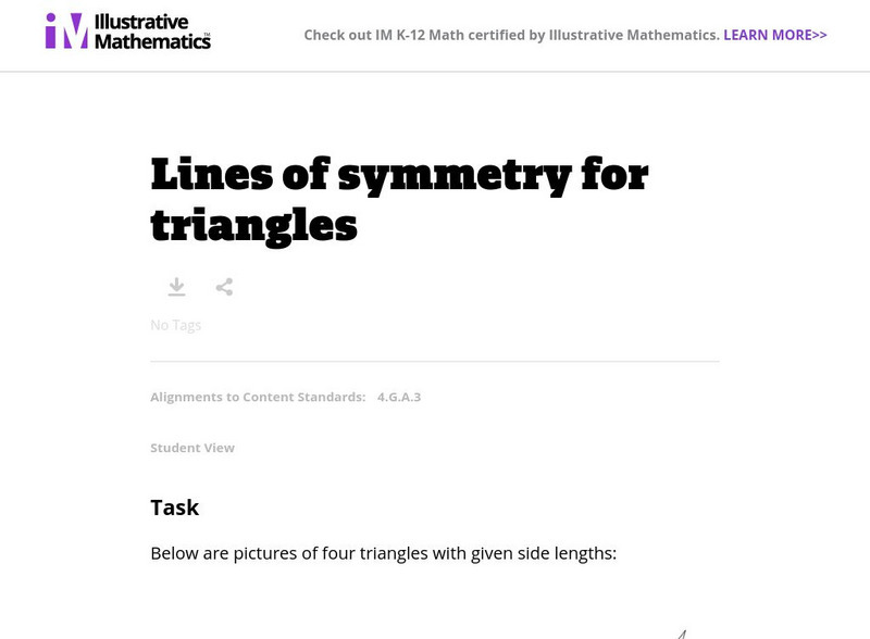 Illustrative Mathematics: 4.g Lines of Symmetry for Triangles Activity Illustrative Mathematics: 4.g Lines of Symmetry for Triangles Activity