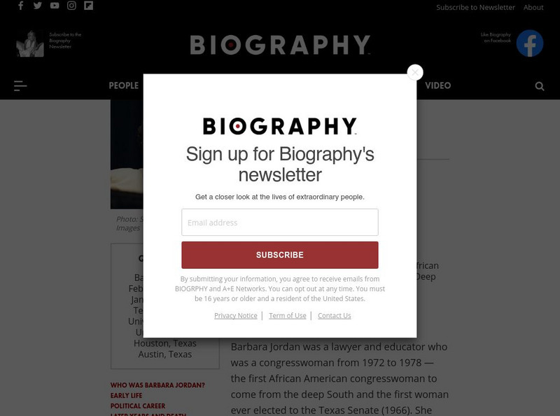 Biography: Barbara Jordan Handout