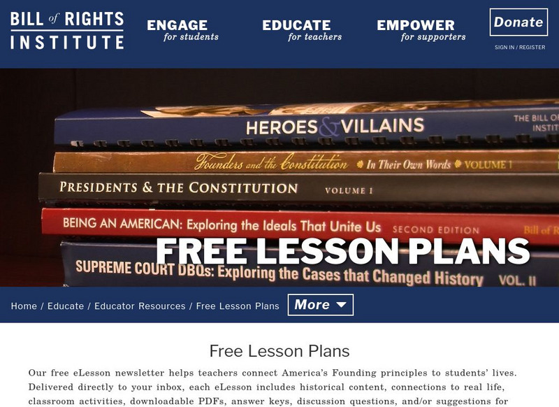 The Bill of Rights Institute: Free Lesson Plans Lesson Plan The Bill of Rights Institute: Free Lesson Plans Lesson Plan