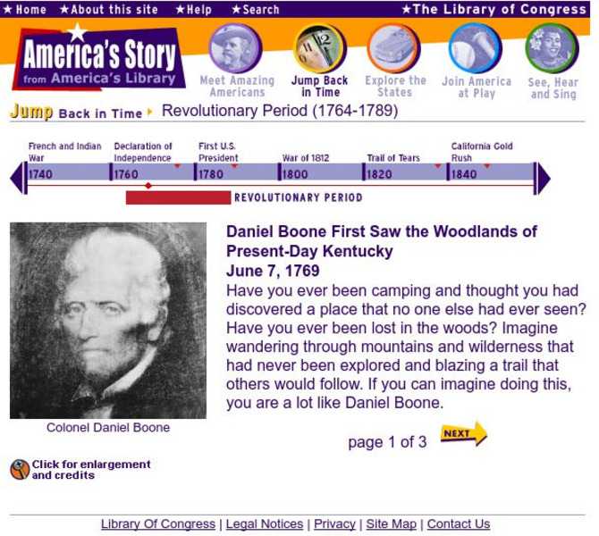 Loc: America's Story: Daniel Boone First Saw the Woodlands of Kentucky Activity