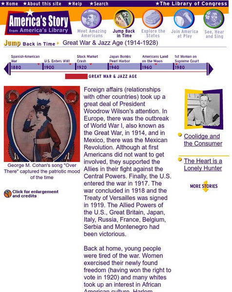 Loc: America's Story: Great War & Jazz Age (1914 1928) Website Loc: America's Story: Great War & Jazz Age (1914 1928) Website