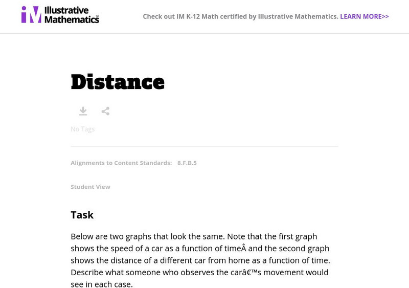 Illustrative Mathematics: 8.f Distance Lesson Plan Illustrative Mathematics: 8.f Distance Lesson Plan