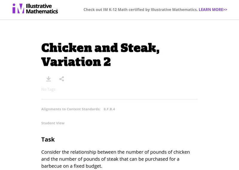Illustrative Mathematics: 8.f Chicken and Steak, Variation 2 Lesson Plan Illustrative Mathematics: 8.f Chicken and Steak, Variation 2 Lesson Plan
