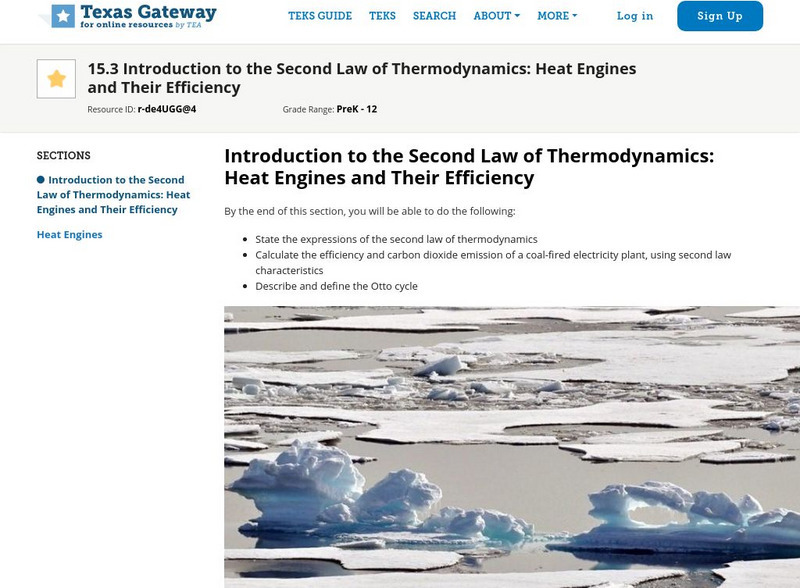 Texas Gateway: Second Law of Thermodynamics: Heat Engines and Their Efficiency Unit Plan Texas Gateway: Second Law of Thermodynamics: Heat Engines and Their Efficiency Unit Plan